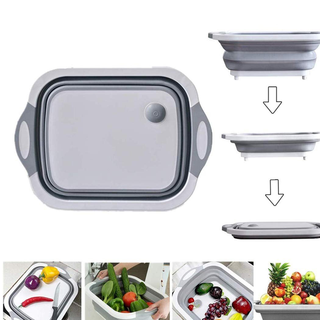 0098 Foldable Chopping Board, Dish Rack, Washing Bowl & Draining Basket, 3in1 Multi-Function - SkyShopy