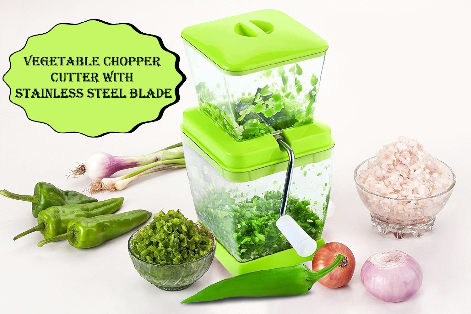 2428 Plastic Vegetable Chopper Cutter with Stainless Steel Blade - SkyShopy