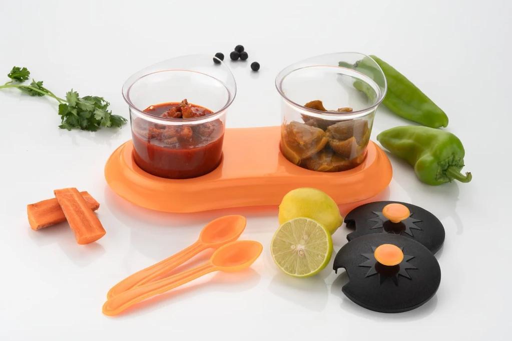 0608 Multipurpose Dining Set Jar and tray holder, Chutneys/Pickles/Spices Jar - 2pc - SkyShopy