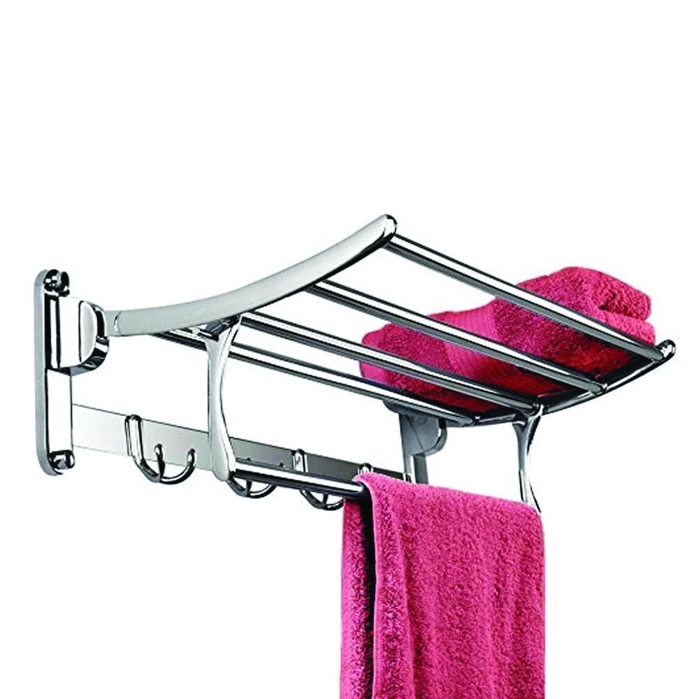 0491 Stainless Steel Folding Towel Rack Cum Towel Bar 18 Inch - SkyShopy