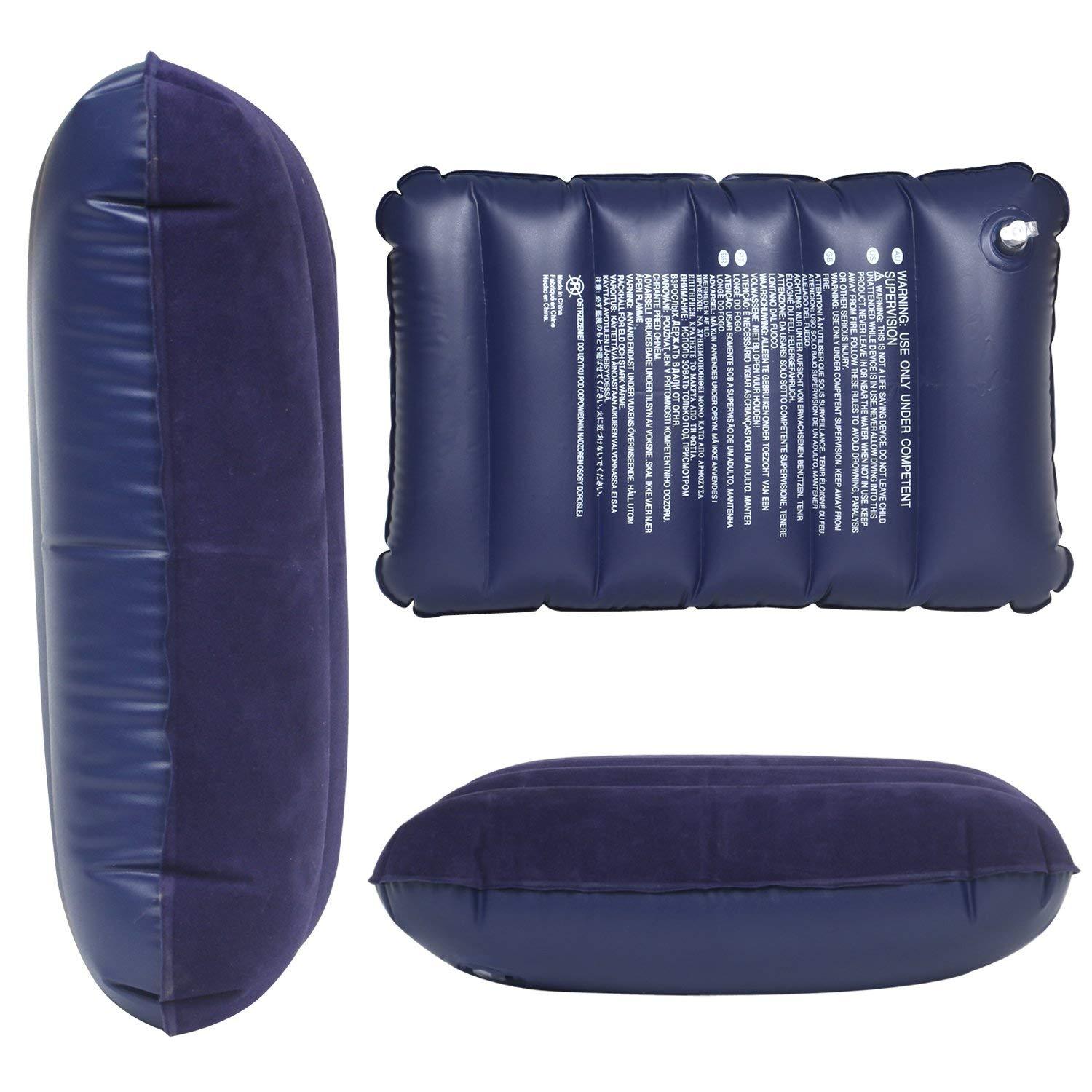 0510 Velvet Air Inflatable Travel Pillow (Blue) - SkyShopy