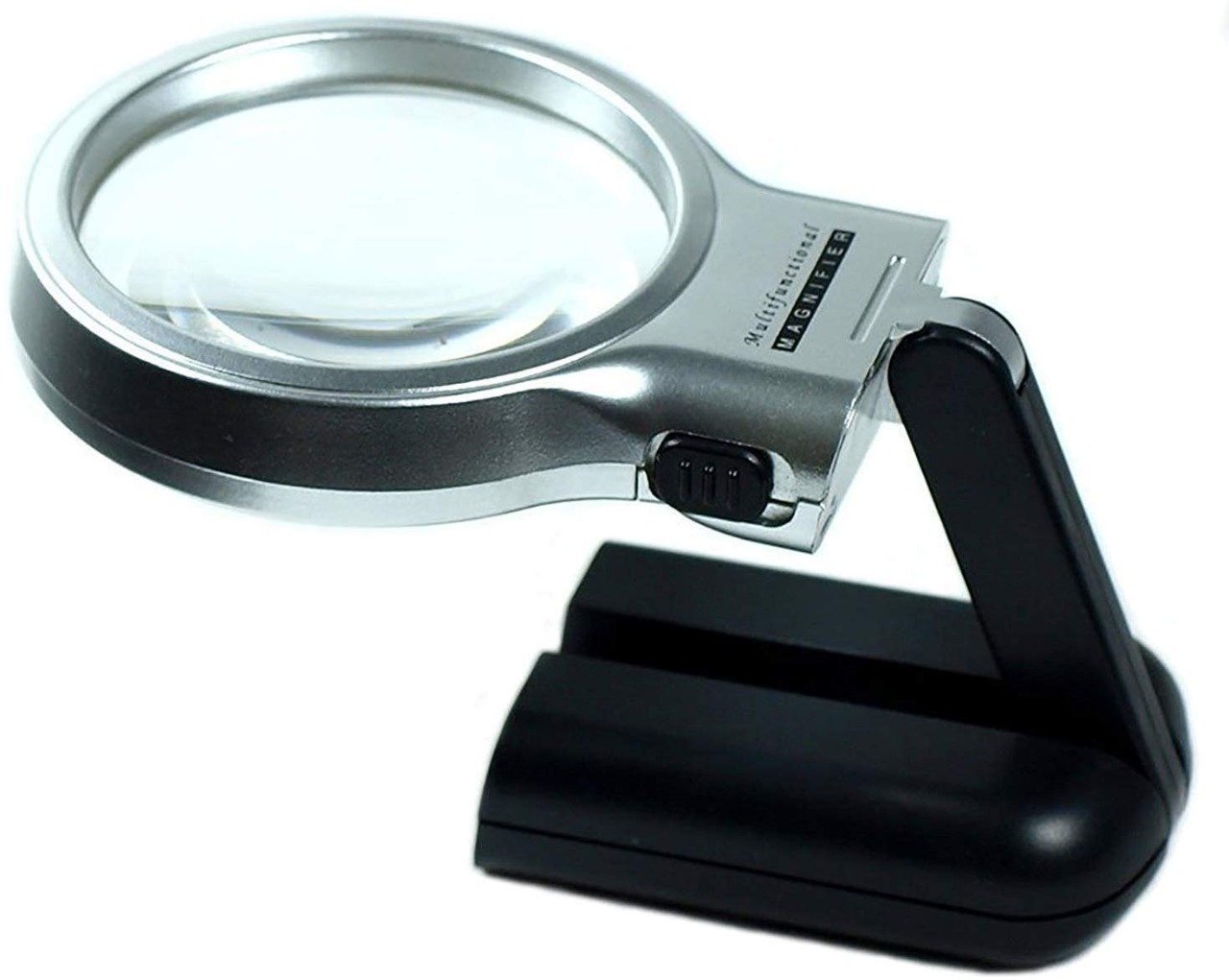 0528 Multifunctional 3-in-1 Hand-Held Folding Lighted High-Powered Magnifier Glass with 3X Zoom and 2 LED Lights - SkyShopy