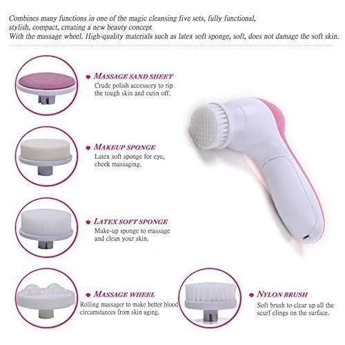 0340 -5-in-1 Smoothing Body & Facial Massager (Pink) - SkyShopy