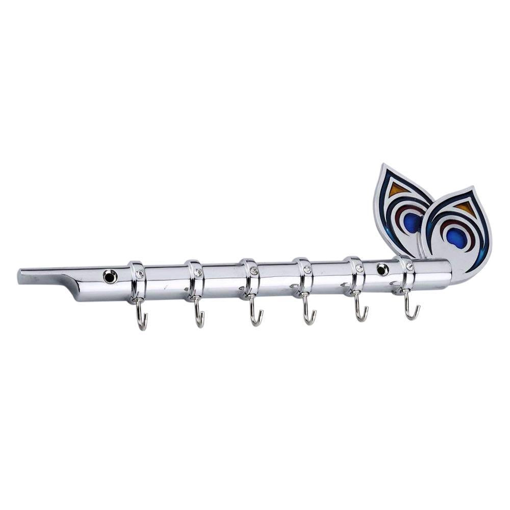 0317 Flute Shape Stainless Steel Key Holder Stand ( Chrome Antique Finish, 9