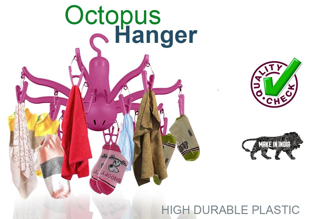 0229 -8-Claw Octopus Hanging Dryer 16 Clothes pegs, Simple to fold up and Put Away - SkyShopy