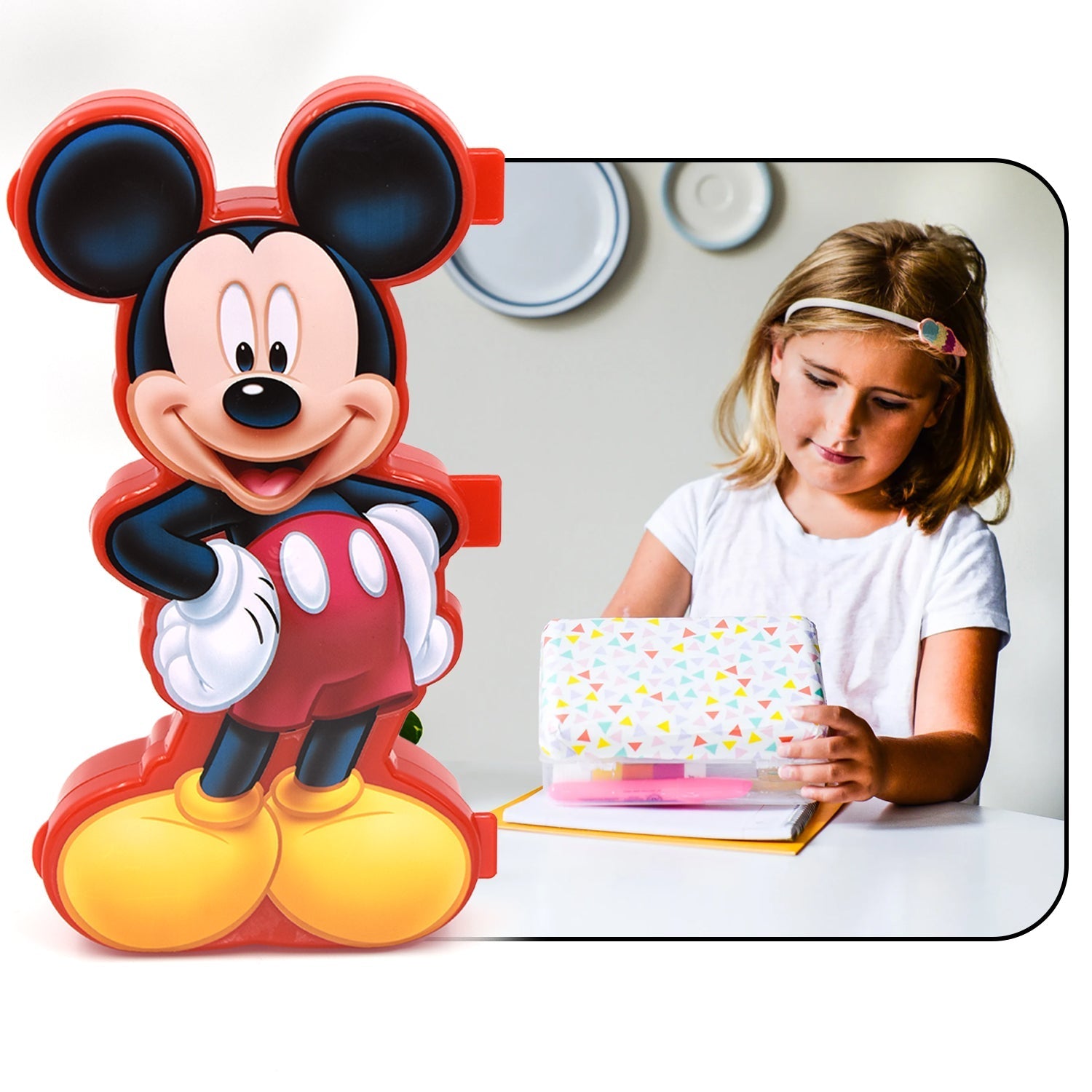 8083 Mickey M Pencil Box Used for holding pencils and stationary items by kids. freeshipping - DeoDap