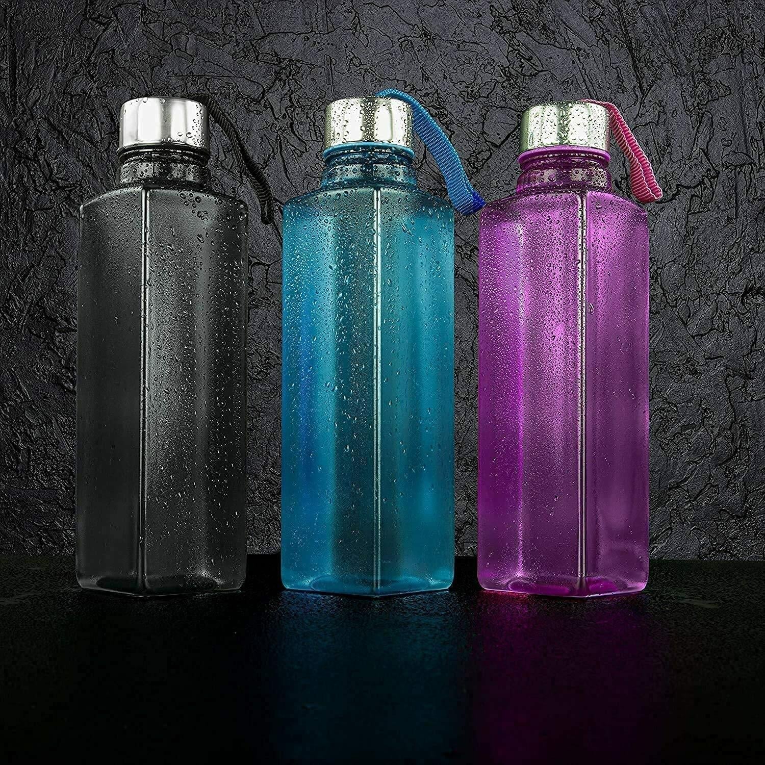 2669 3Pc Set Square Bottle 1000ml Used for storing water and beverages purposes for people.
