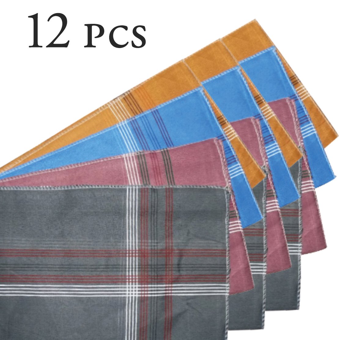 1532 Men's King Size Formal Handkerchiefs for Office Use - Pack of 12 - SkyShopy