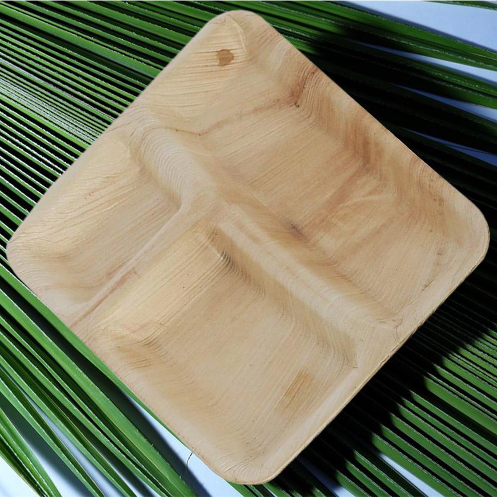 3220 Disposable Square Shape Eco-friendly Areca Palm Leaf Plate (10x10 inch) (pack of 25) - SkyShopy