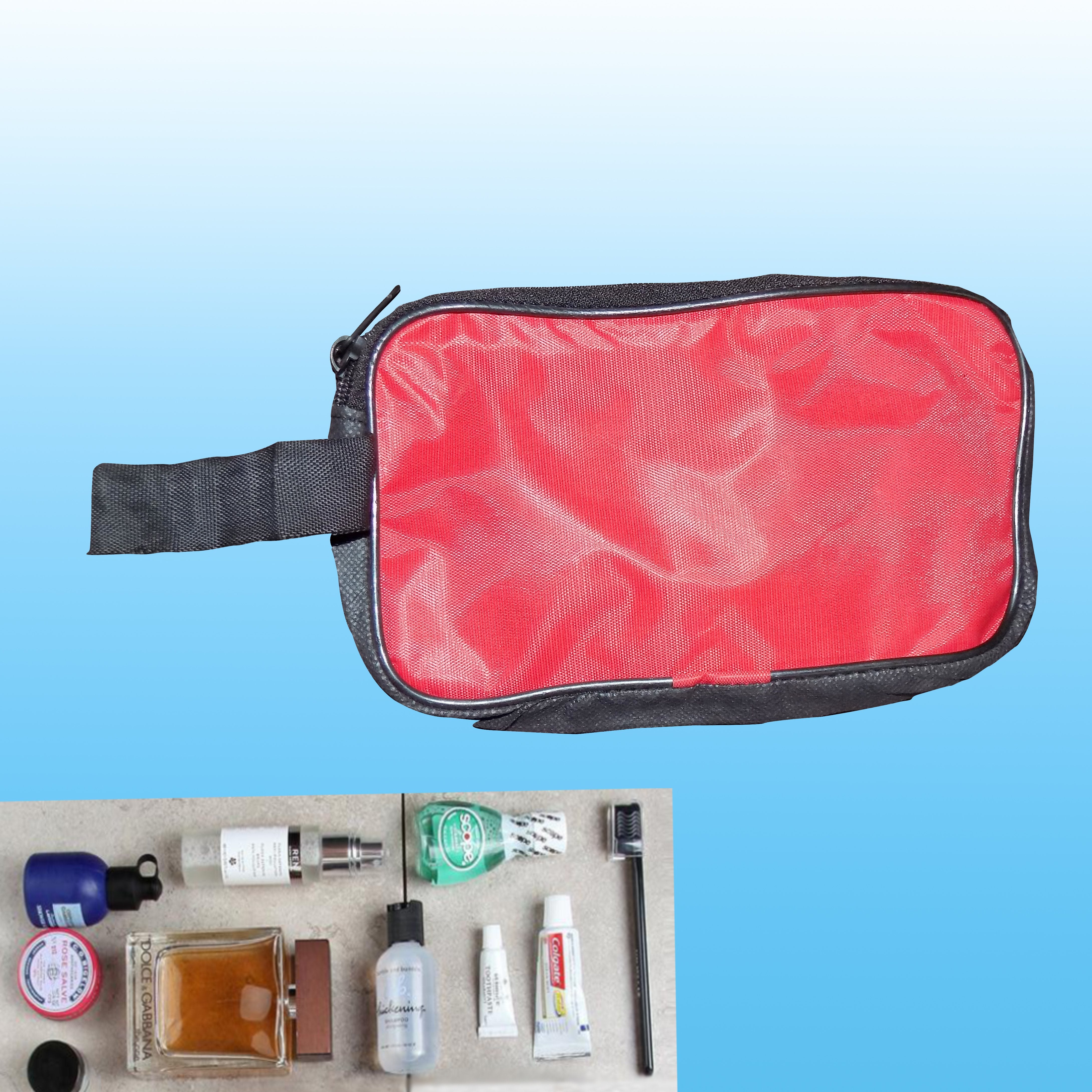 0845 Portable Travel Hand Pouch/Shaving Kit Bag for Multipurpose Use (Red) - SkyShopy