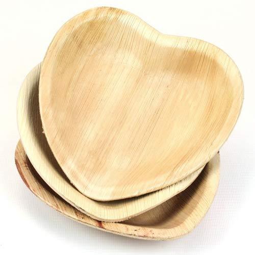 3222 Disposable Heart Shape Eco-friendly Areca Palm Leaf Plate (6x6 inch) (pack of 25) - SkyShopy
