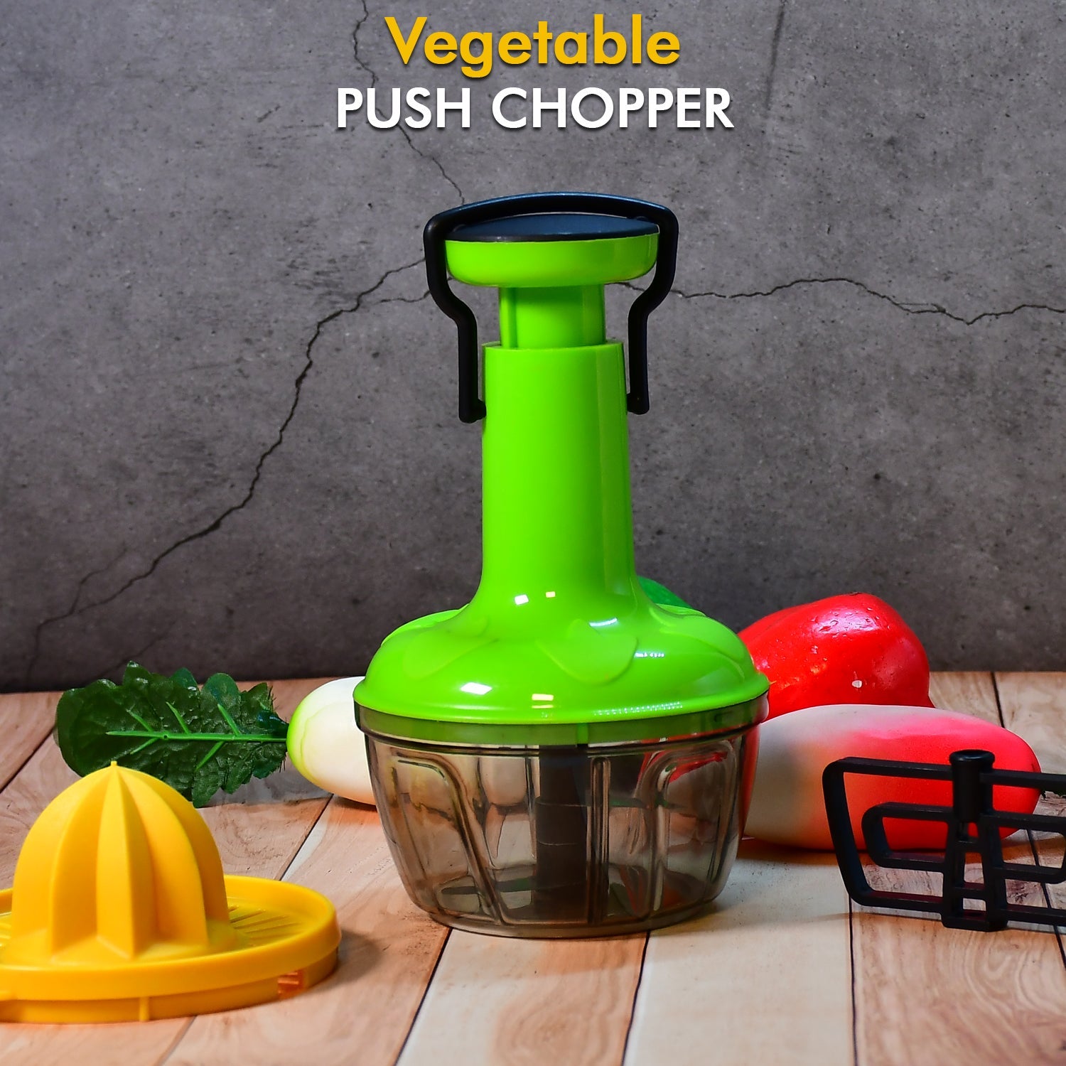 2074 3 IN 1 PUSH CHOPPER 500ML USED FOR CHOPPING OF FRUITS AND VEGETABLES. DeoDap