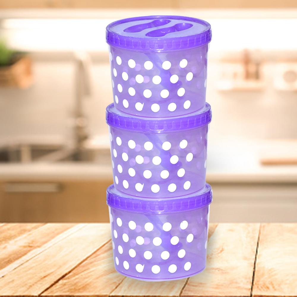 3662 Plastic Containers for Kitchen Storage, Food And Grocery Container (1000ml) (Set of 3) (Multicoloured) - SkyShopy