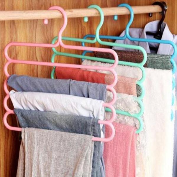 0587 5 in 1 Multipurpose Plastic Hanger, Assorted (5-Layer) - SkyShopy