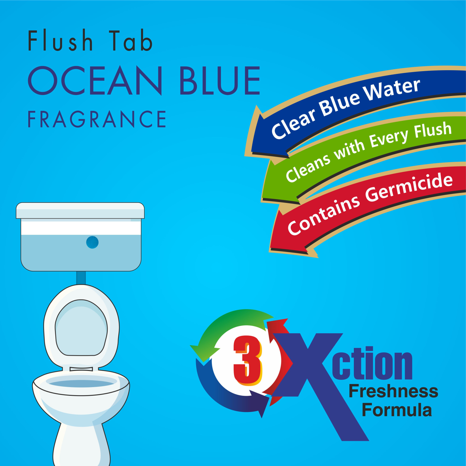 1325 Toilet Cleaner Flush Tab (Ocean Blue) - 50 Gram - SkyShopy