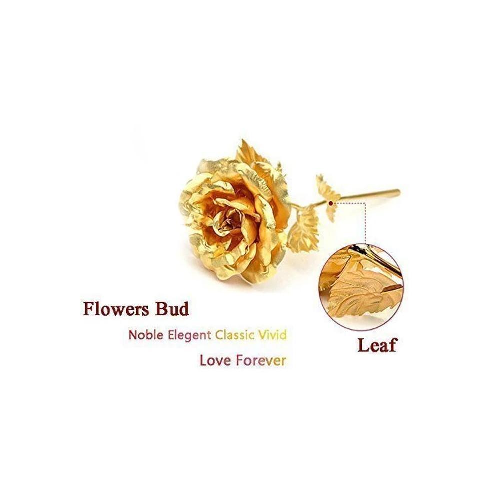 0879 24K Artificial Golden Rose/Gold Red Rose with Gift Box (10 inches) - SkyShopy