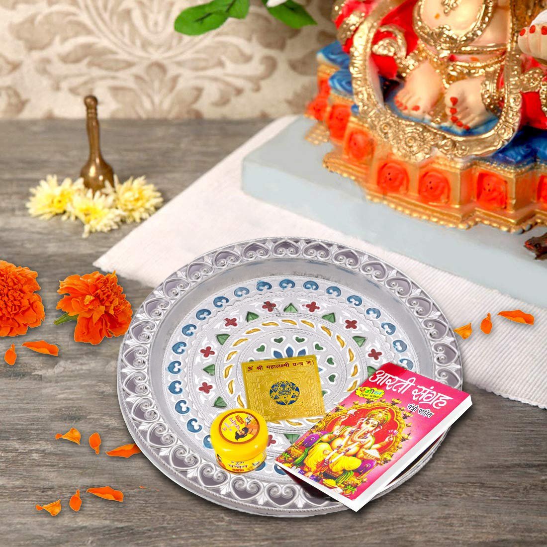 2235 Silver Plated Pooja Thali - SkyShopy