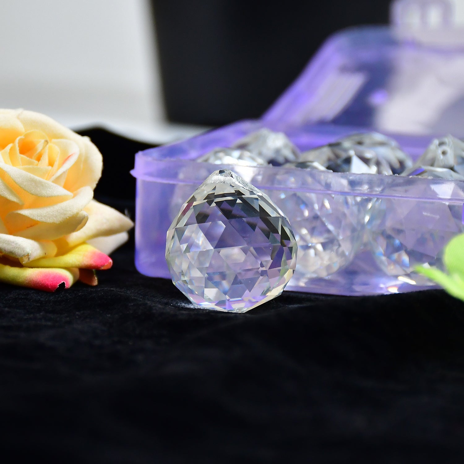 4004 White Crystal Ball Hanging Crystal Ball for Home and Office or Car Decor. (moq - 12pc) DeoDap