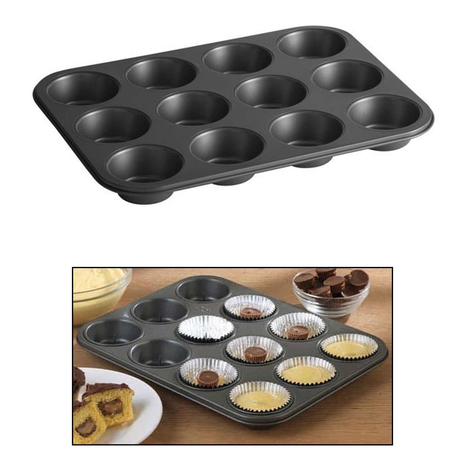 7051 Nonstick Aluminium Muffin Tray Cupcake Pan Tray (12 Cup Cavities)
