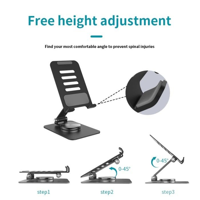 SkyShopy 360° Rotating Cell Phone Stand Adjustable Foldable Desktop Phone Holder iPhone Stand Compatible with All iPhone iPad Tablet 4-10'' Office Desk Accessories(multicolour)