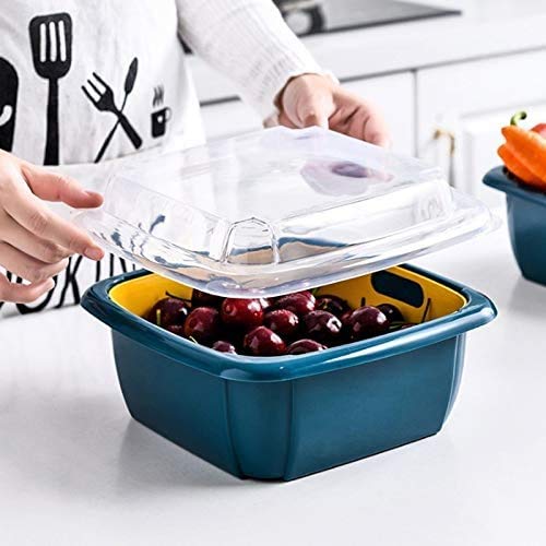 2355 Double Layer Food Drainer Washing Basket with Collapsible Strainers Colander - SkyShopy