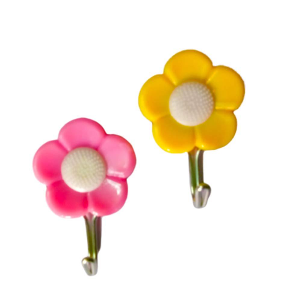 1113 Plastic Self-Adhesive Flower Shape Hooks (Pack of 5) - SkyShopy