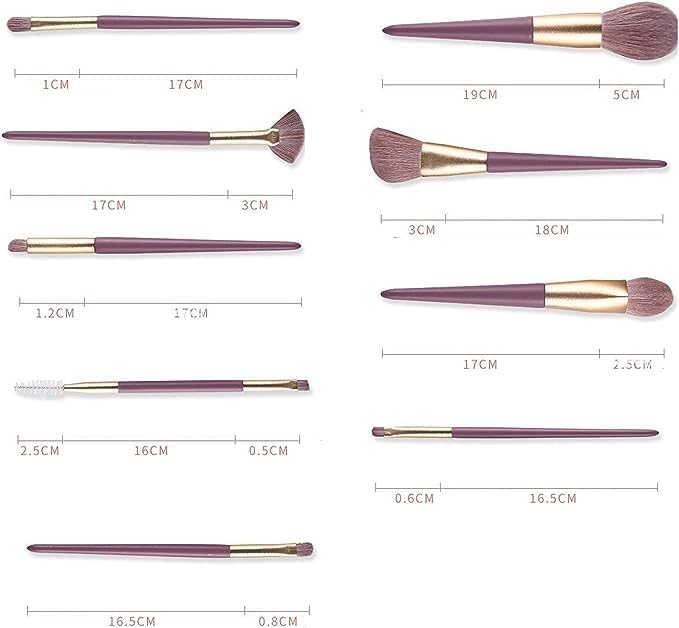 SkyShopy Set 9 Pcs Professional Everyday Makeup Brushes Set with PU Leather bucket, Synthetic Hair Cosmetic Wooden Handle Brushes