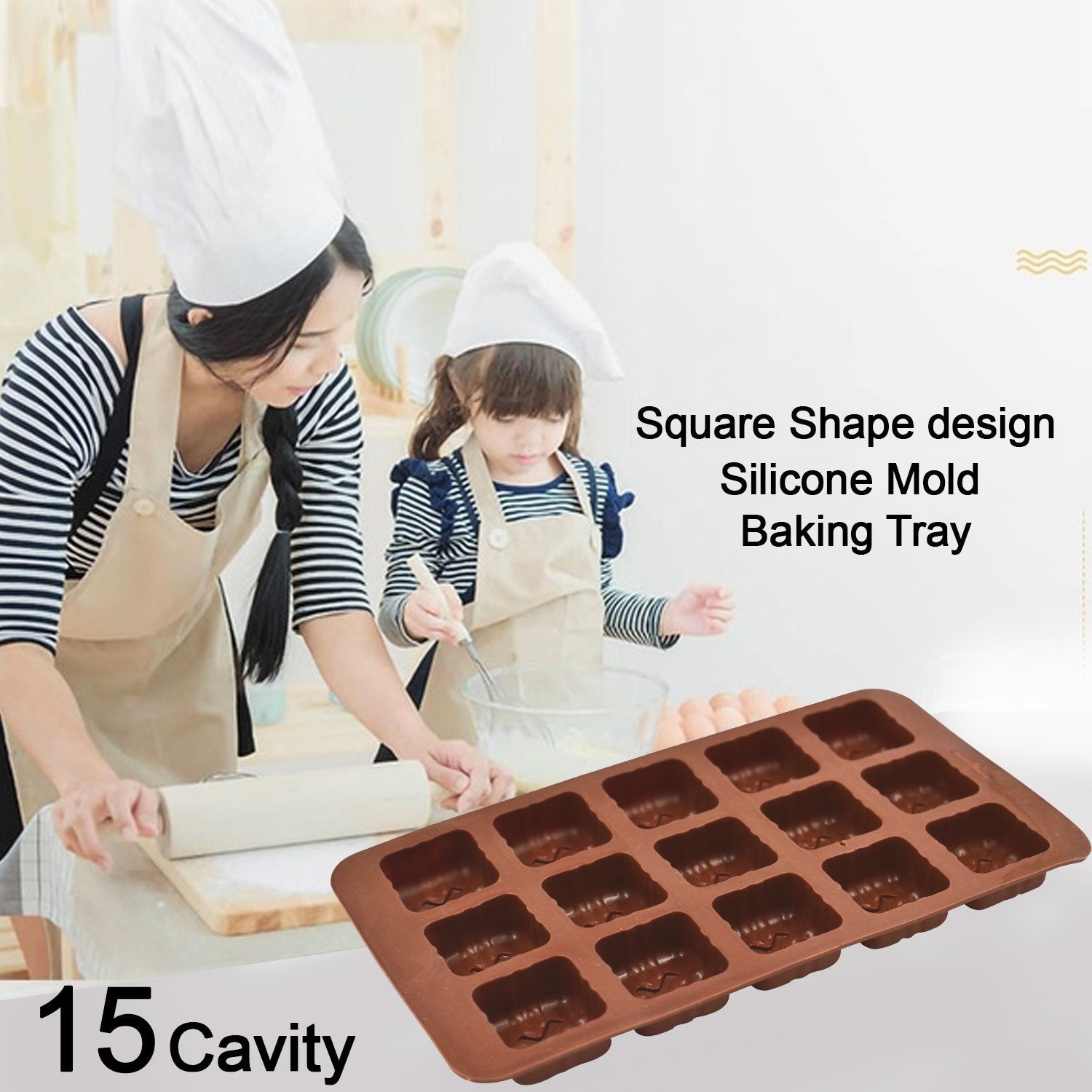 4632 15 Cavity Square Shape design Silicone Mold Baking Tray - SkyShopy