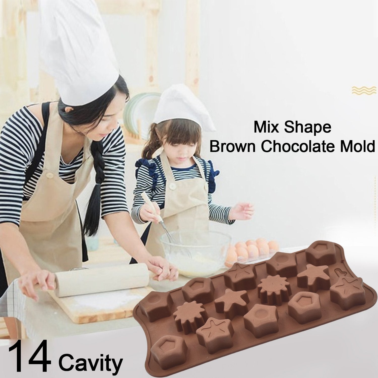 4642 14 Cavity Mix Shape Brown Chocolate Mold - SkyShopy