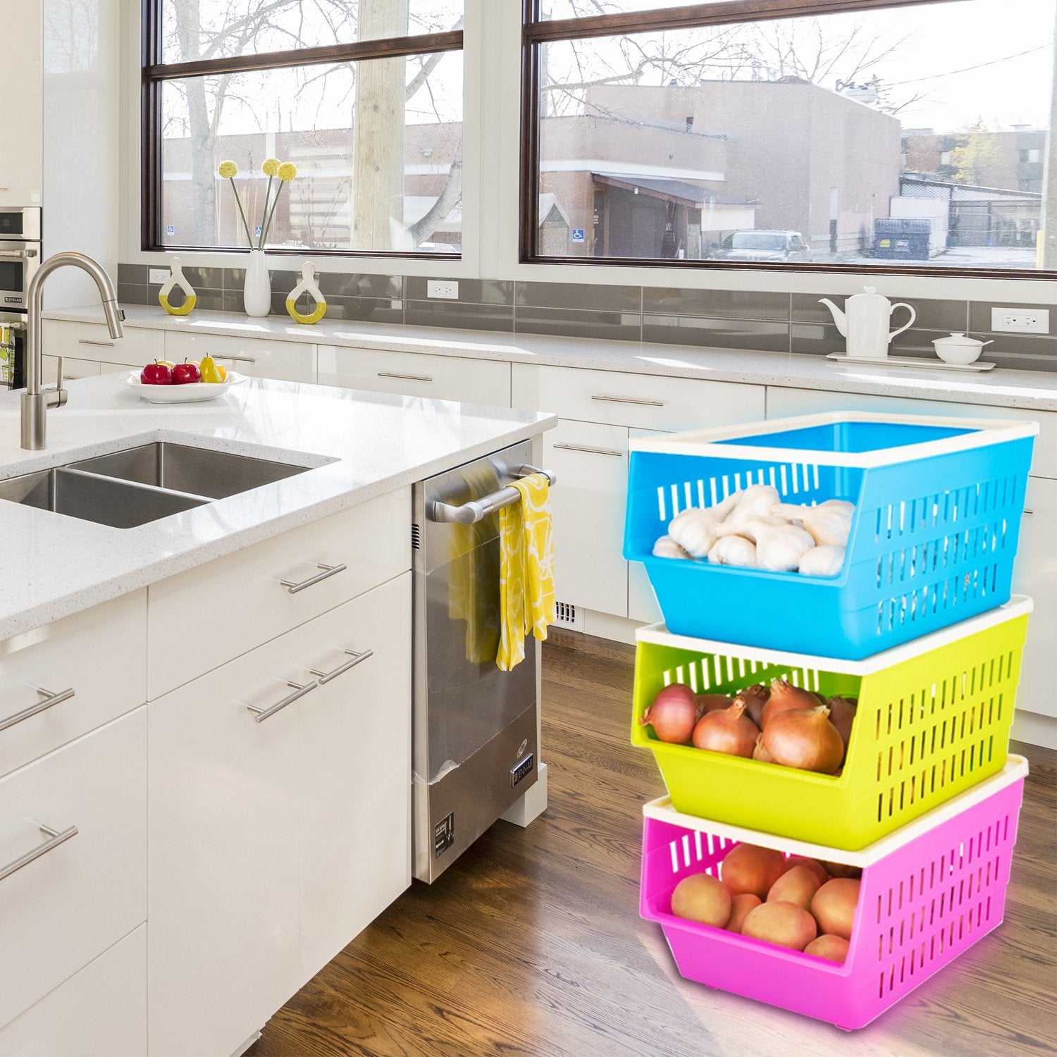 4671 3 Layer Kitchen Organizer Rack with Water Storing Tray/Dish Rack