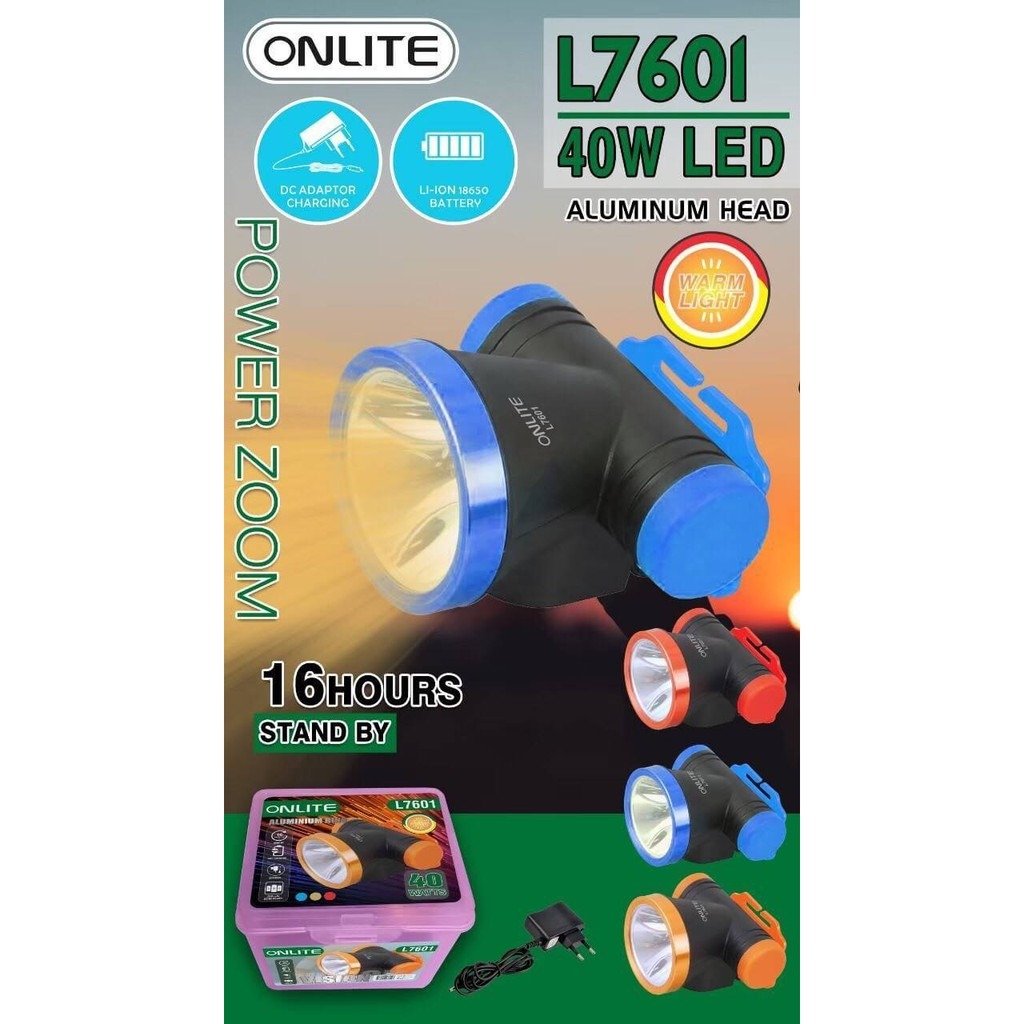 1587 40 Watt LED Rechargeable Dual Mode Head Torch - SkyShopy