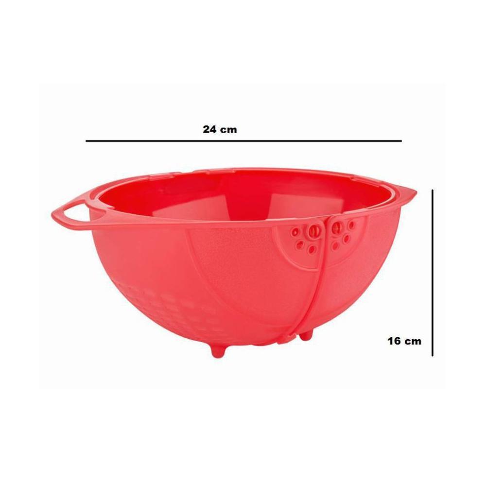 2145 Plastic Revolving Multi Functional Rice, Vegetable Fruit Wash Basket Bowl (Multi Colour) - SkyShopy