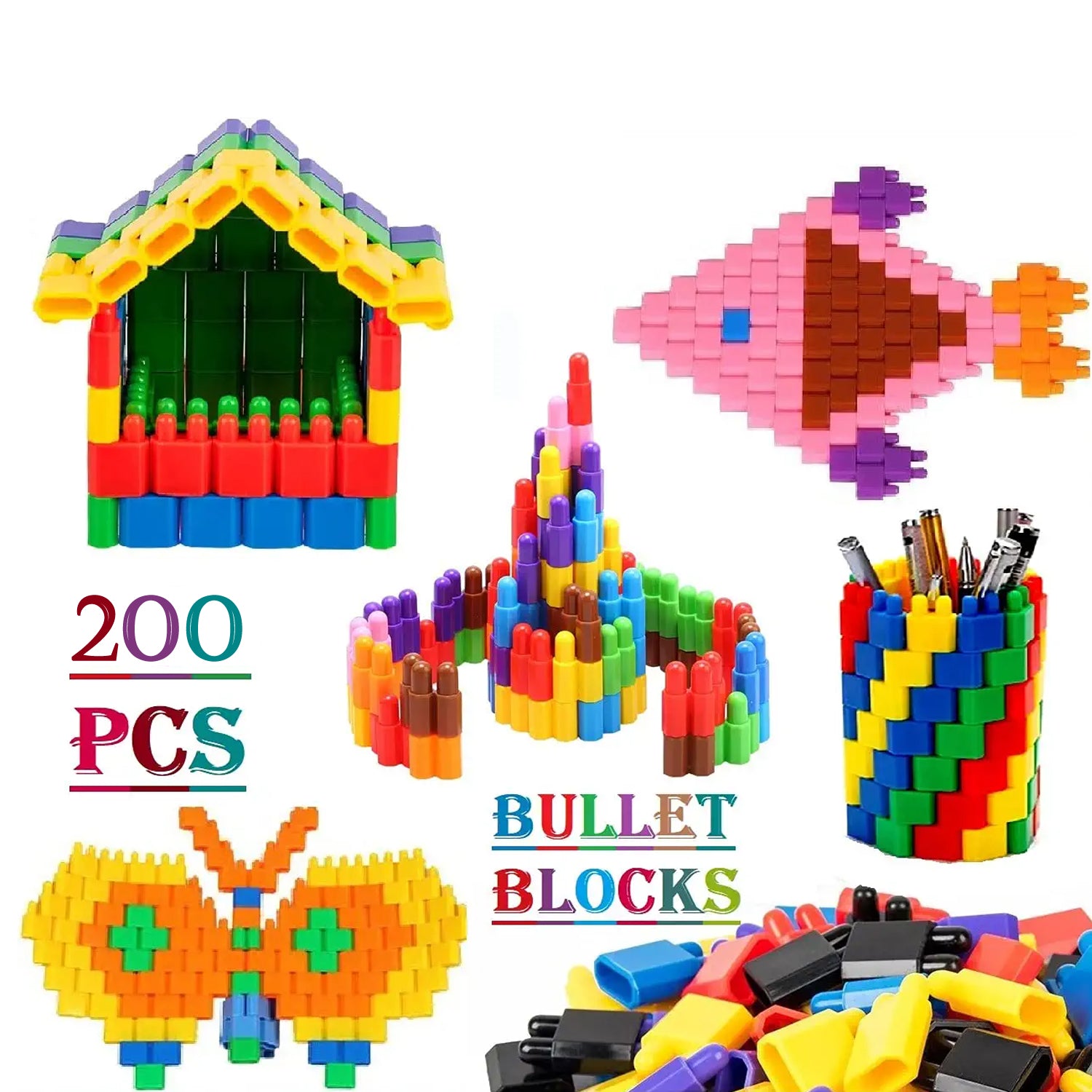 4436 Bullet Building Blocks Mega Set 200 Pcs, Learning & Creativity Puzzle Game for Boys & Girls DeoDap