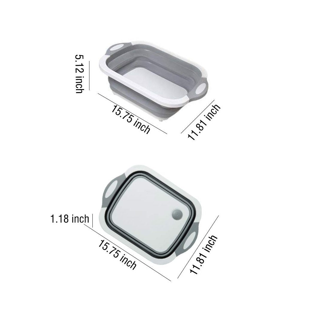 0098 Foldable Chopping Board, Dish Rack, Washing Bowl & Draining Basket, 3in1 Multi-Function - SkyShopy