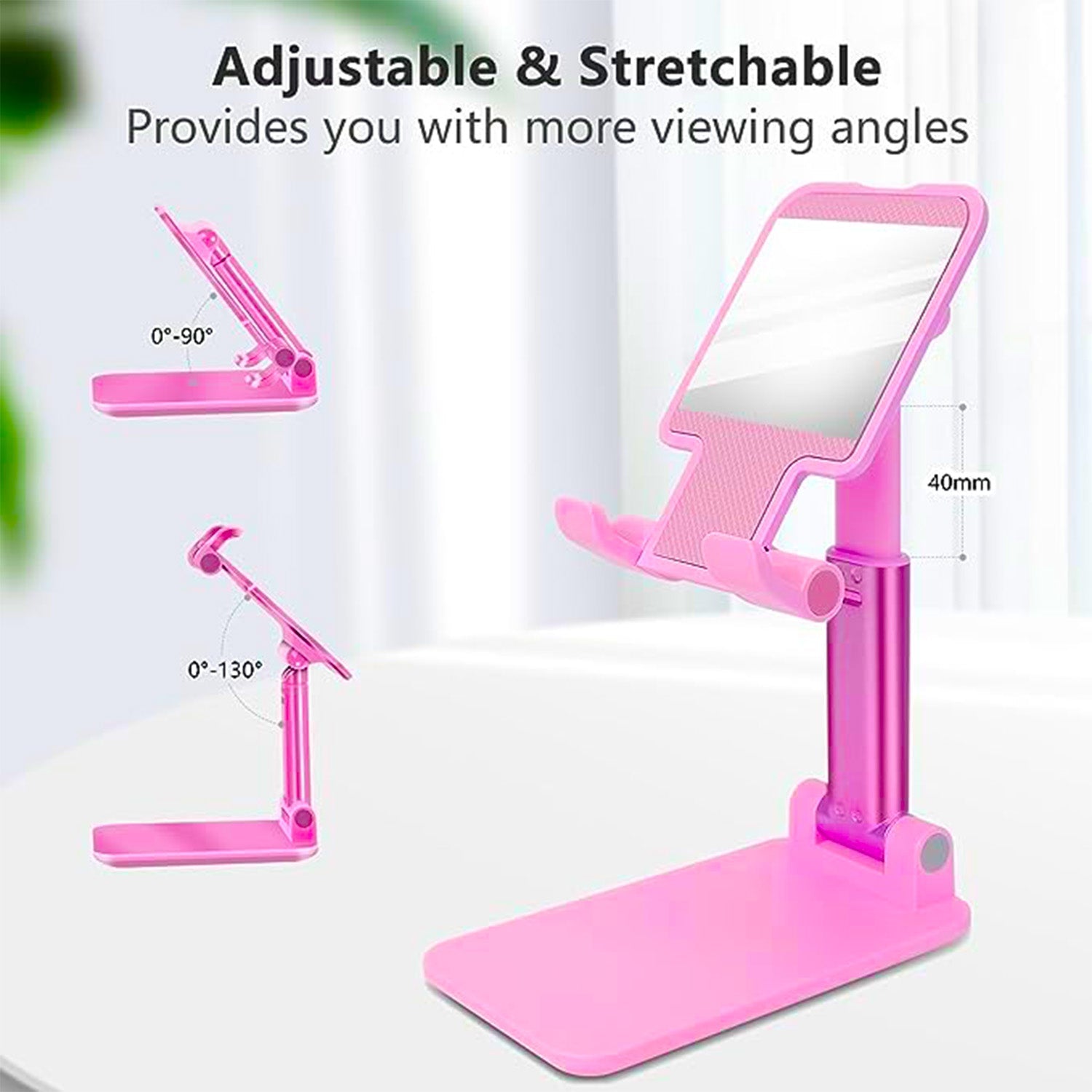 6636A DESKTOP CELL PHONE STAND PHONE HOLDER WITH MIRROR FULL 3-WAY ADJUSTABLE PHONE STAND FOR DESK HEIGHT + ANGLES PERFECT AS DESK ORGANIZERS AND ACCESSORIES