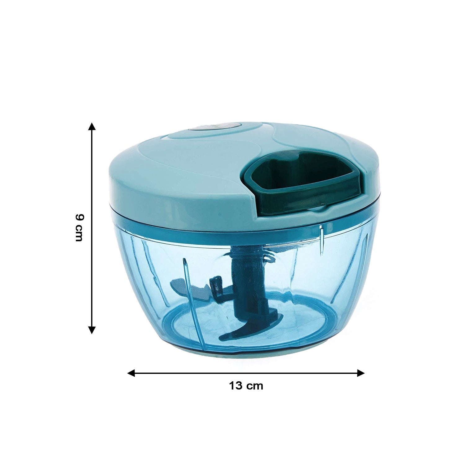 2072 3 BLADE MANUAL BLUE FOOD CHOPPER, COMPACT & POWERFUL HAND HELD VEGETABLE CHOPPER. DeoDap