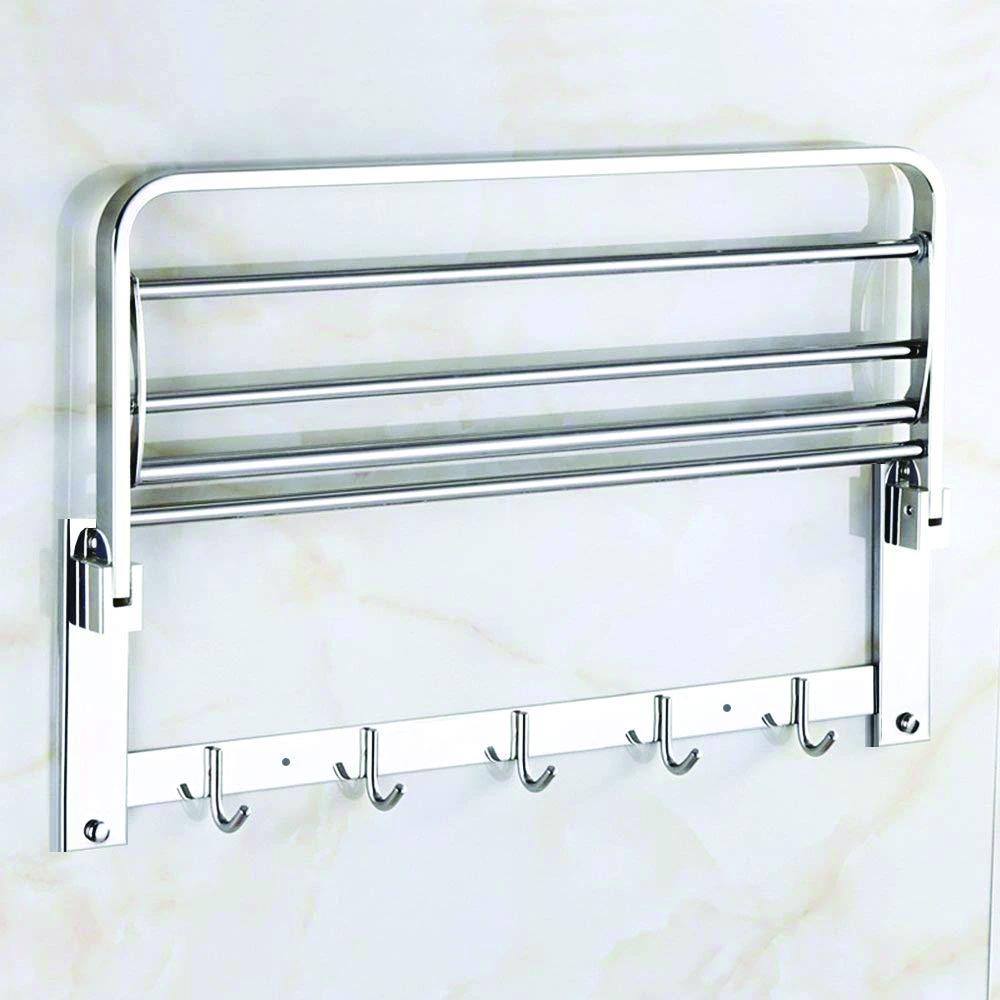 0491 Stainless Steel Folding Towel Rack Cum Towel Bar 18 Inch - SkyShopy