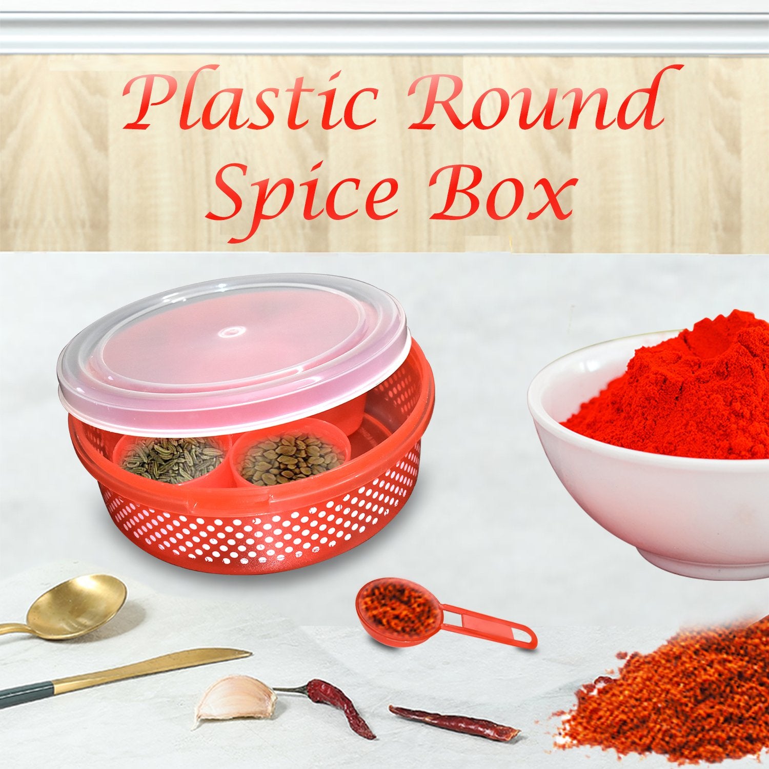 2392 Plastic Round Spice Box / Masala Dabba - SkyShopy