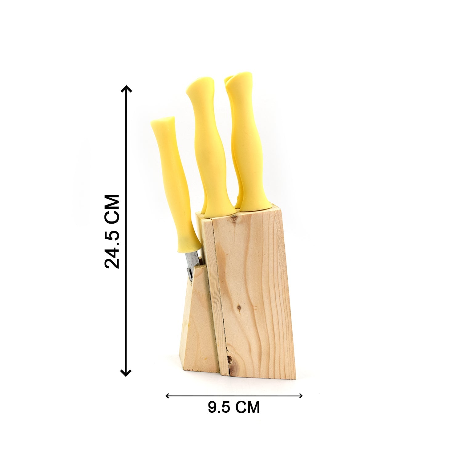 0102A Stainless Steel Kitchen Knife Set with Wooden Stand & Scissor Vegetable & Meat Cutting DeoDap