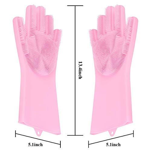 0714 Reusable Silicone Cleaning Brush Scrubber Gloves (Multicolor)