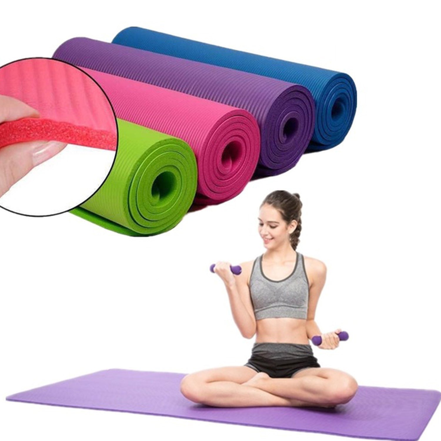 9052 YOGA MAT / Non-Skid Yoga Mat for Yoga for Yoga Aasan, Exercise or Meditation for men & women. DeoDap