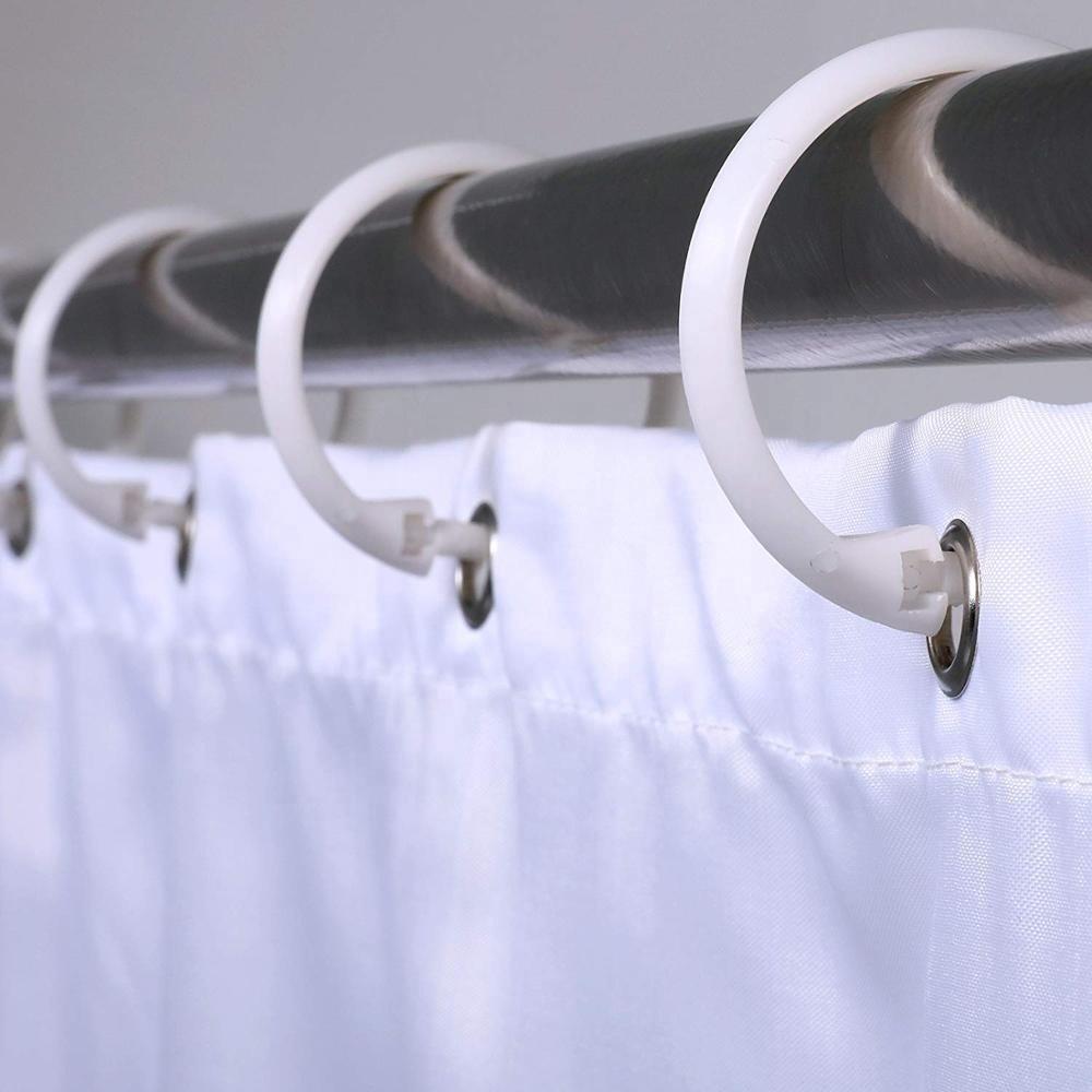 1793 Plastic Ring Bath Drape Loop Clasp Shower Curtain Hooks (Pack of 12Pcs)
