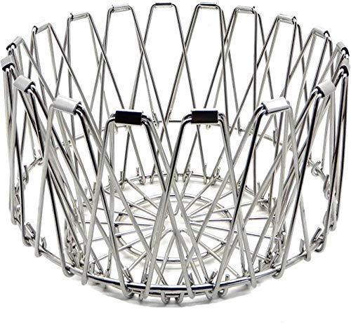 3040 Multipurpose Fruit Basket Stainless Steel Wire Bowl Foldable Basket for Vegetable / Fruits / Dining - SkyShopy