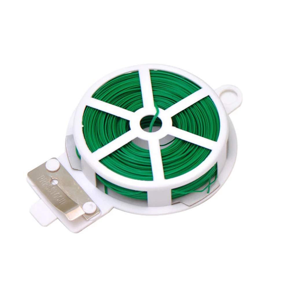 0873 Plastic Twist Tie Wire Spool With Cutter For Garden Yard Plant 50m (Green) - SkyShopy