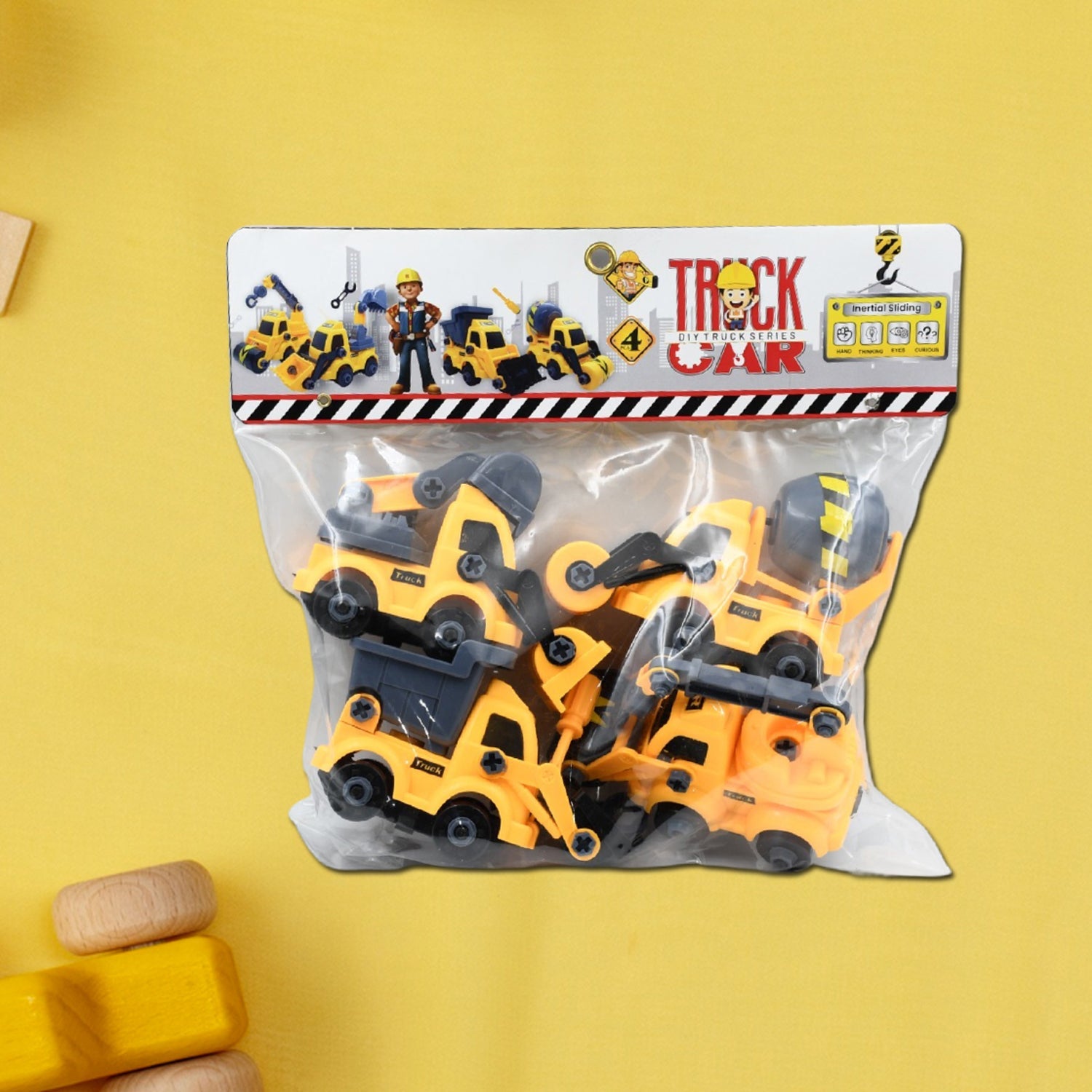 4565 Engineering vehicles Nut Assembly Vehicle Toy, DIY Nut Assembly Vehicle Model Toy Highly Simulation Children Kids Car Model Toy Set (4 Pc Set)