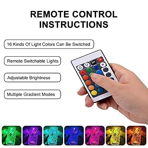 SkyShopy Diamond Crystal Table Lamp USB Rechargeable, 8 Mode Color Changing Acrylic 3D Night Light (16 Colors with Touch and Remote Control)