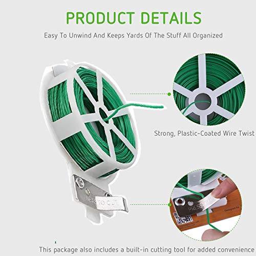 0873 Plastic Twist Tie Wire Spool With Cutter For Garden Yard Plant 50m (Green) - SkyShopy