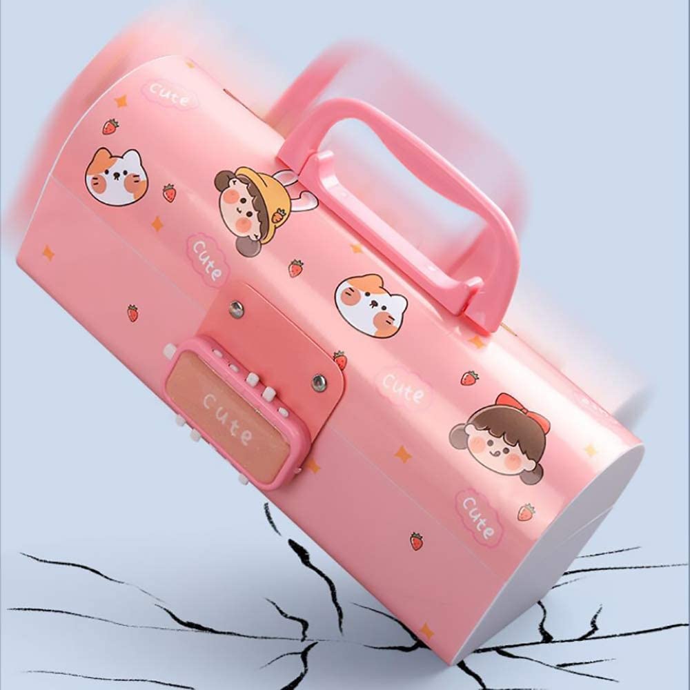 SkyShopy 3d pink and dino suitcase pencil box