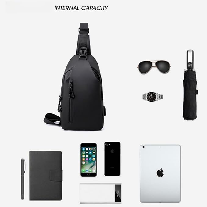SkyShopy Men's Chest Bag Shoulder Bag Messenger Sports Backpack Water Resistant Usb Charging Port Shoulder Sling Bag