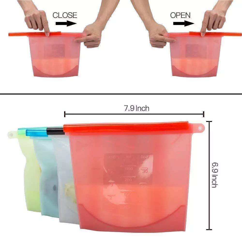 1080 Reusable Silicone Airtight Leakproof Food Storage Bag - 1 ltr - SkyShopy